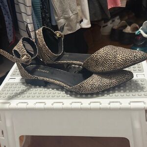 Express Leopard Print D'Orsay Flats with Ankle Strap